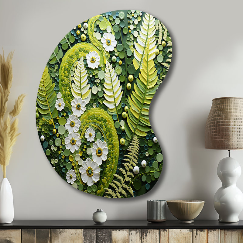 Nance - Décoration murale irrégulière en forme de fougère en métal, H 39 po x l 28 po