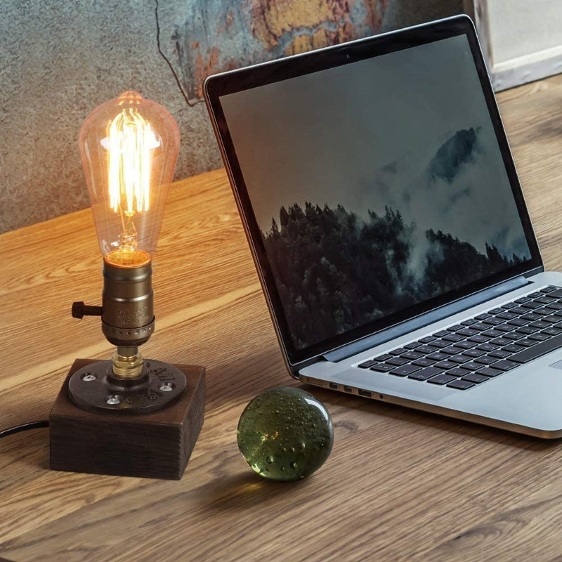 Lampe rétro Vintage Steampunk - ampoule Edison E26 de style industriel antique, ensemble de 2 lampes d'appoint de style loft minimaliste