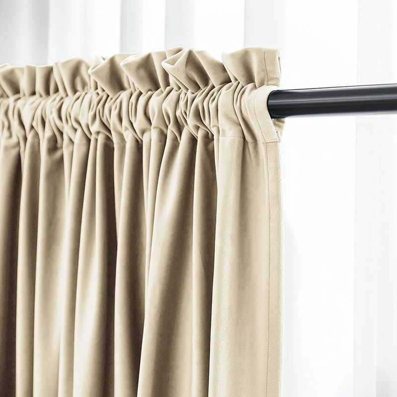 Florane Blackout Curtain Pair, Beige, 52" W x 84" L