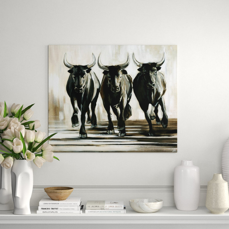 Running Bulls Print, 30" H x 36" W, Image Brush Gel