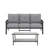 2 Piece Outdoor Patio Set, 70” All-Weather Metal 3-Seat Metal Patio Sofa And Rectangular Coffee Table , Black Frame With Gray Cushions