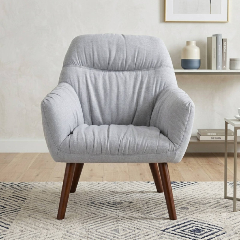 30.31" Wide Stitch-Tufted Linen Blend Upholstered Armchair, Light Gray
