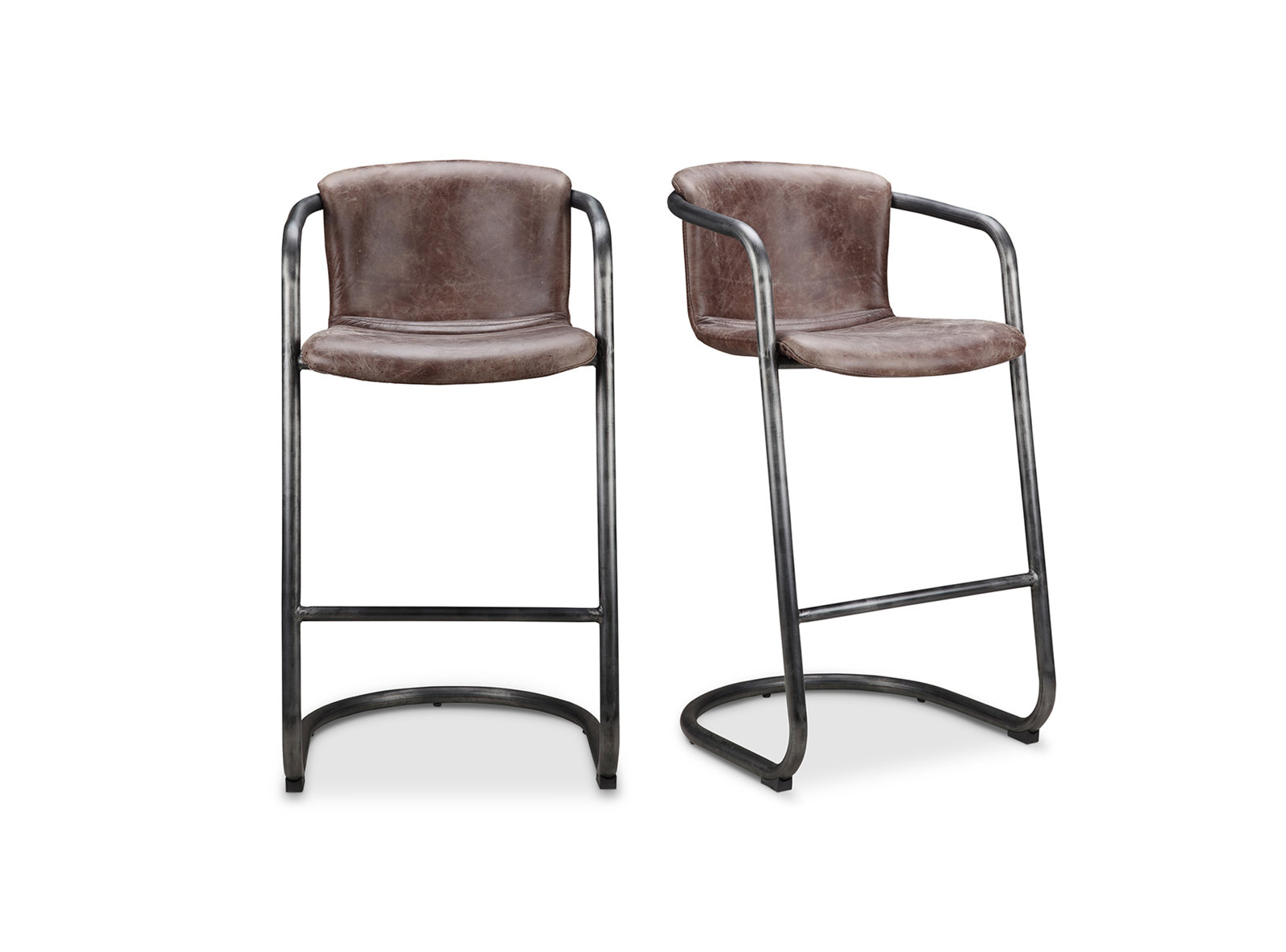 Higbee Genuine Leather Bar & Counter Stool, Bar Stool (29" Seat Height), Brown Genuine Leather