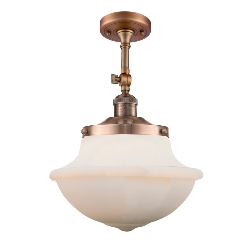 Plafonnier semi-encastré 1 lumière 12 po Baptiste, Cuivre antique, Blanc mat, Ampoule non incluse