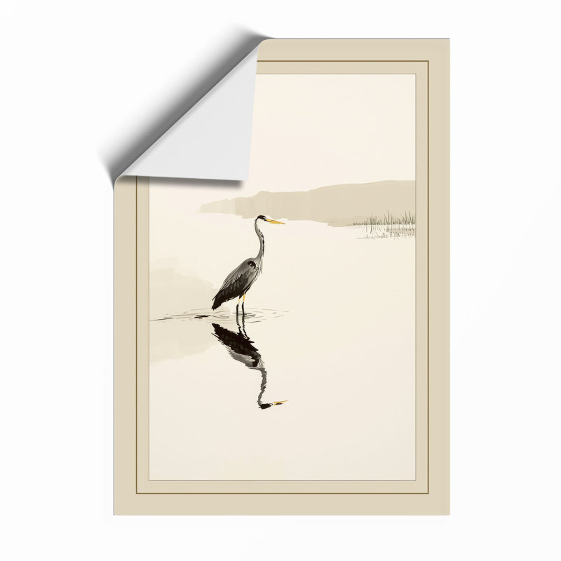 Wading Bird In Profile Botanical - Print, Unframed, A1 - 84.1 x 59.4 cm