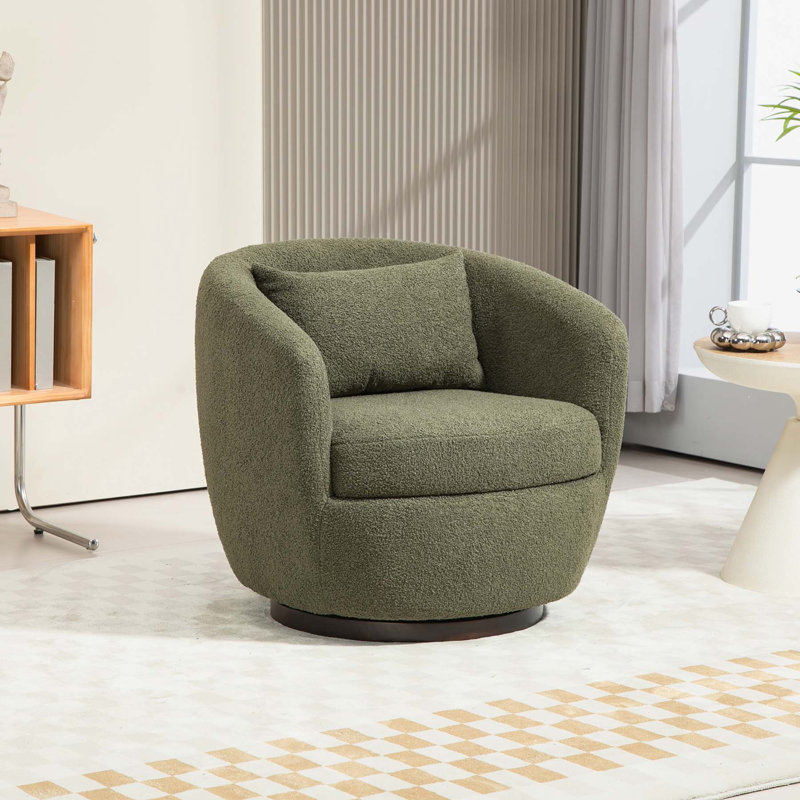 Fauteuil demi-tonneau pivotant de 30,3 po Dollinda, Vert foncé