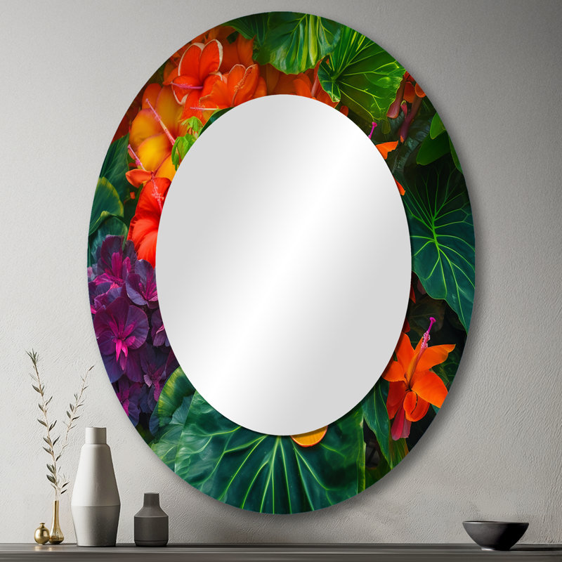 Miroir mural ovale Vibrantly Happy Blossoming, 43 po x 33 po