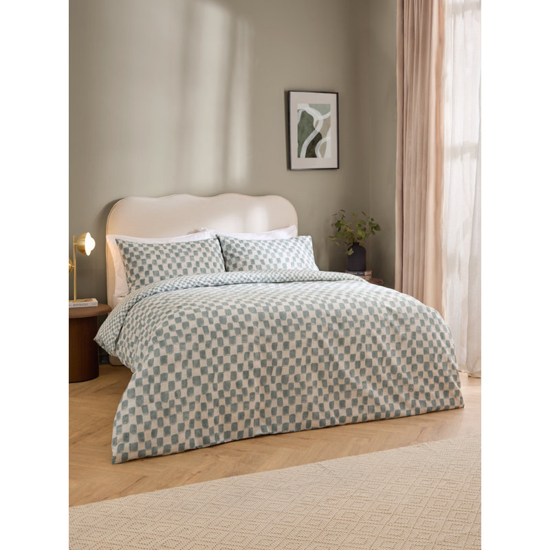 Nyhavn Chequered Duvet Cover Set with Pillowcases Included, Blue, Single Duvet Cover + 1 Standard Pillowcase