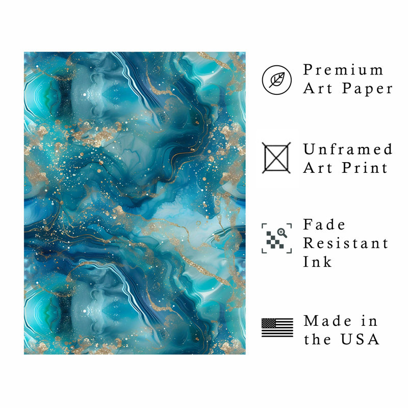 «Abstract Crystal Geode III», reproduction d'art moderne sans cadre, H 16 po x l 12 po