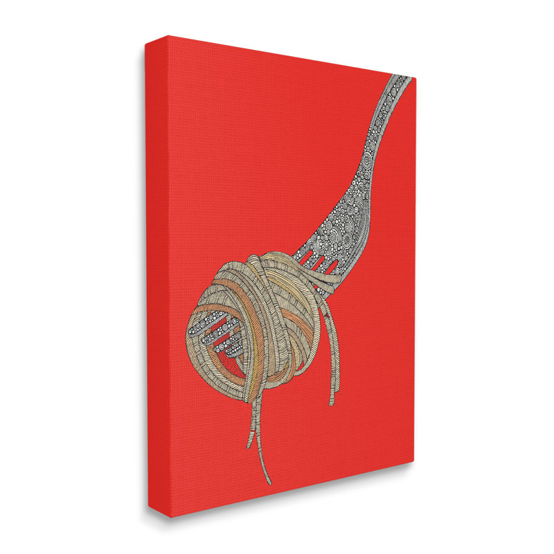 " Pop Style Spaghetti Fork Intricate Fractal Pattern " by Valentina Harper, Wrapped Canvas, 20" H x 16" W x 1.5" D
