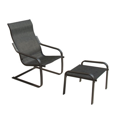 Reece Patio C-Spring Motion Chair with Ottoman by Ebern Designs