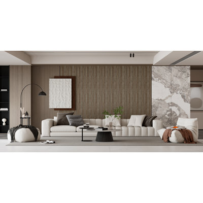 Acoustic Wall Panel with Half-Circle Wood Veneer Slats – Sound Absorbing Design for Modern Interiors
