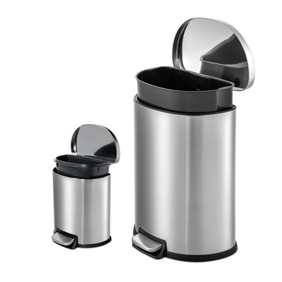 Stainless Steel Step On Kitchen Trash Cans - 13 Gallons