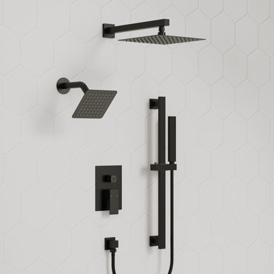 Wall Mount High-Pressure Rainfall Shower Faucet, Dual Showerheads System with Handheld Shower