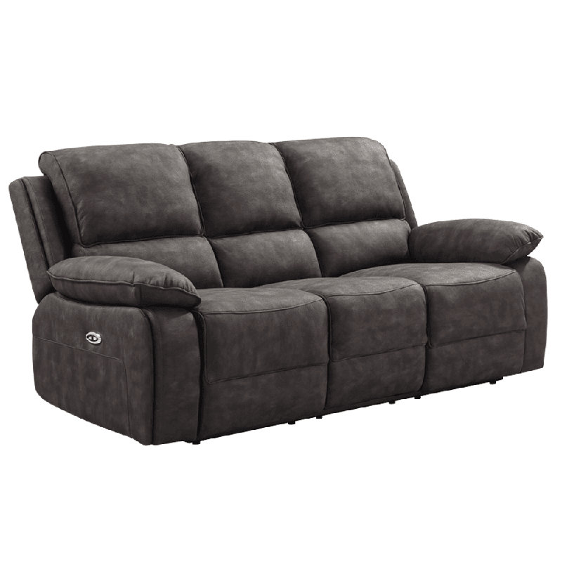 Celes Suede Fabric Electric Recliner 3 Seater Sofa, Grey