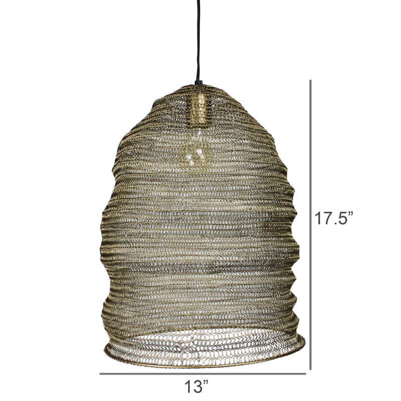 Luminaire suspendu en fil de fer, doré