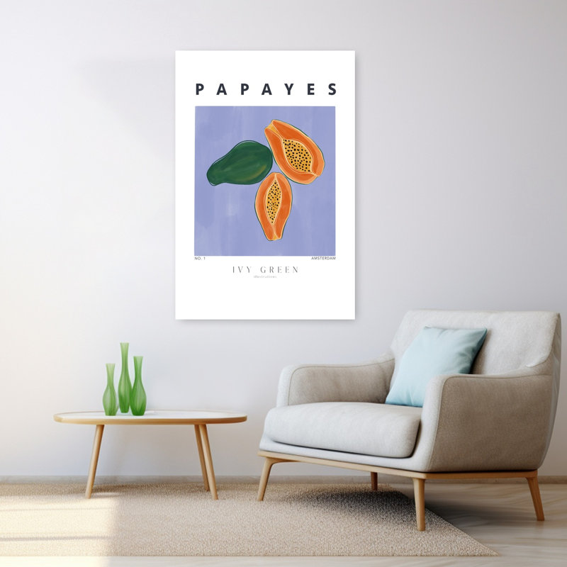 Art mural tropical, papayes tropicales, H 48 po x l 32 po