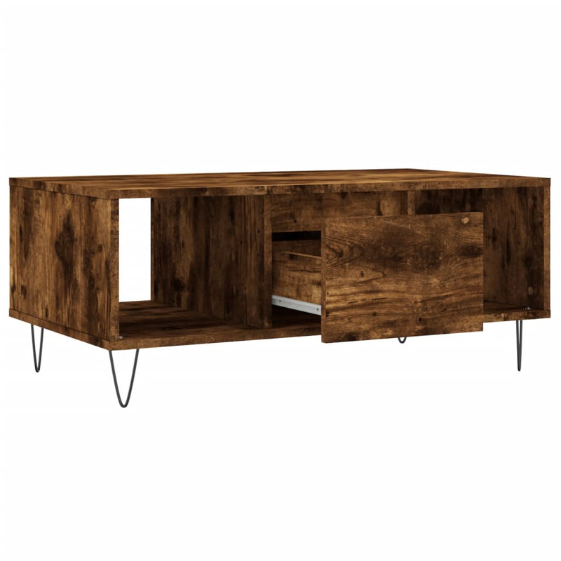 Nairah Four Leg Coffee Table with Storage, Smoked Oak