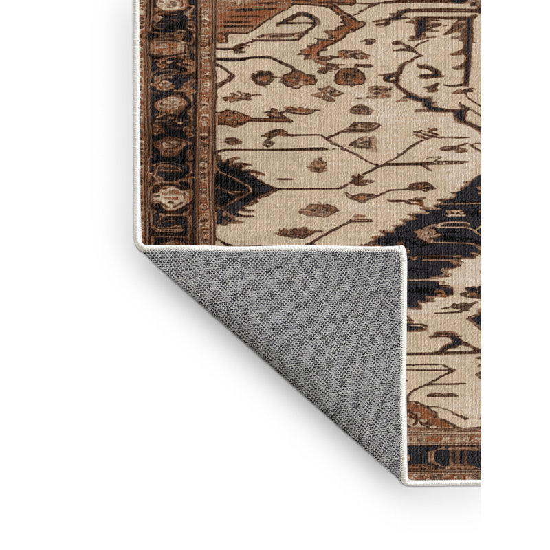 Tapis beige lavable à la machine, Carré 3 pi
