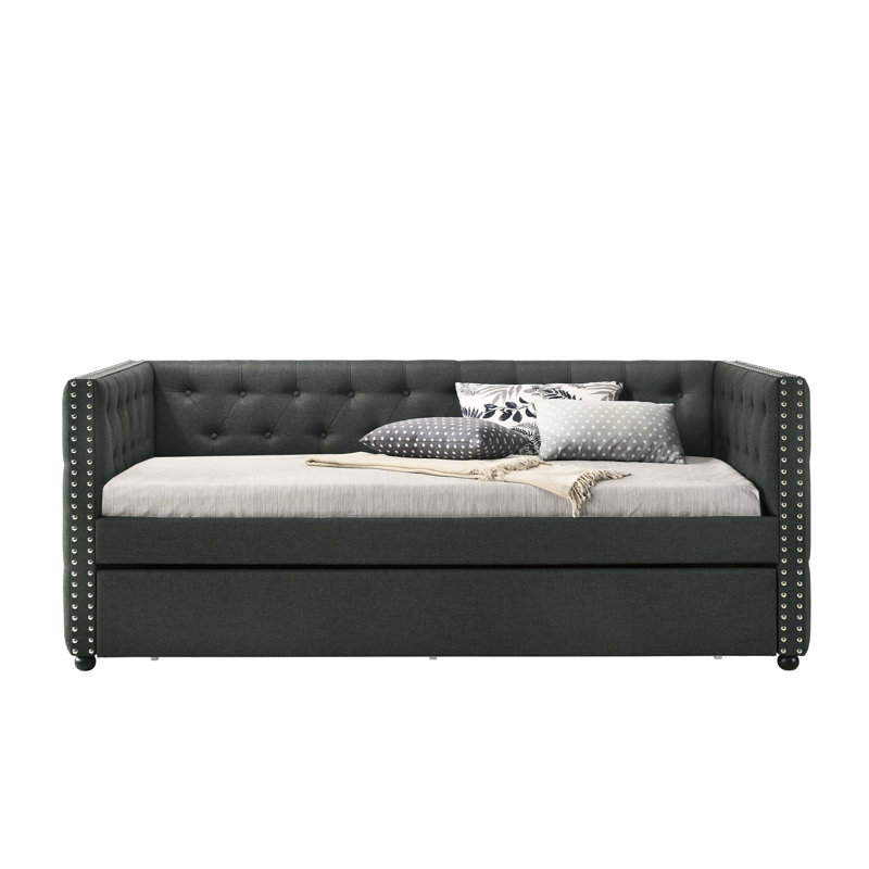 Lit de jour en tissu avec couchette Romona (simple)