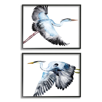 " Cranes Flying In Sky Blue Black Birds " by Melissa Wang 2 - Pieces