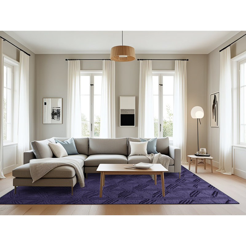 Tapis mauve lavable à la machine, Rectangulaire 8 pi x 12 pi