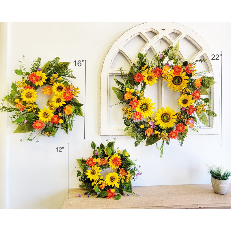 Couronne de tournesol, L 22 po x H 22 po x P 4 po