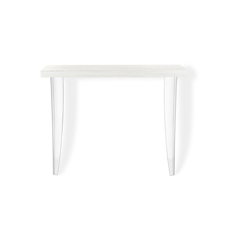 Ostrowski 100cm Solid Wood Top Console Table, White, Transparent