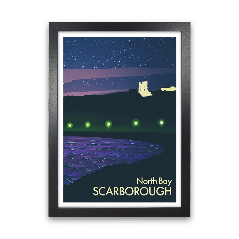 North Bay, Scarborough (Night) Portrait by Richard O'Neill - Print, 63cm H x 46cm W x 3cm D, Black Framed