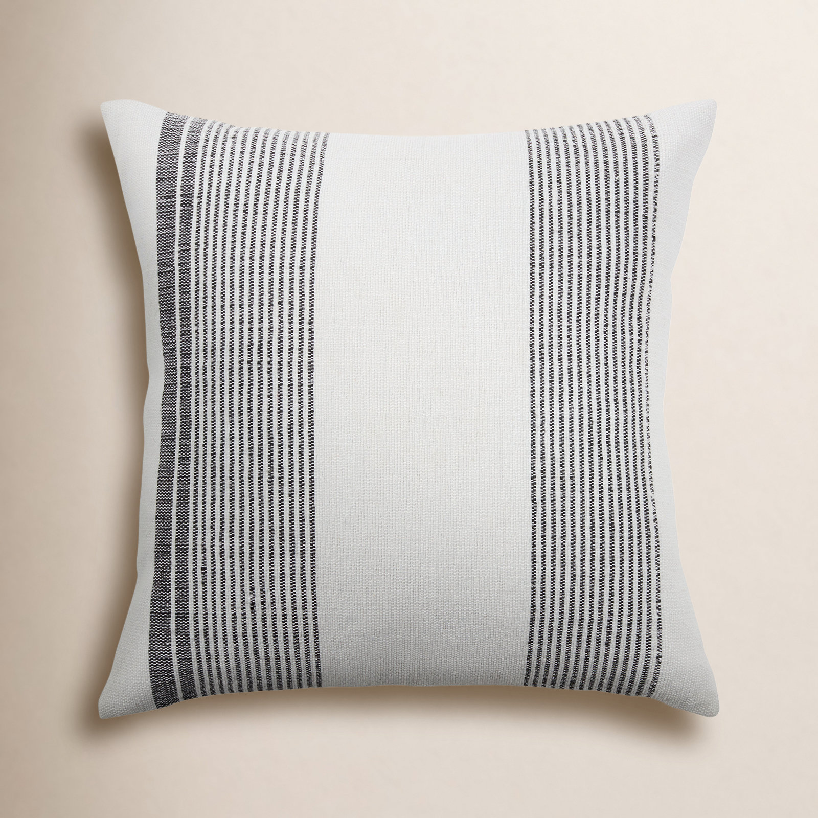Hoya 20" x 20" Pillow Cover, Cream/Black, Polyester/Polyfill