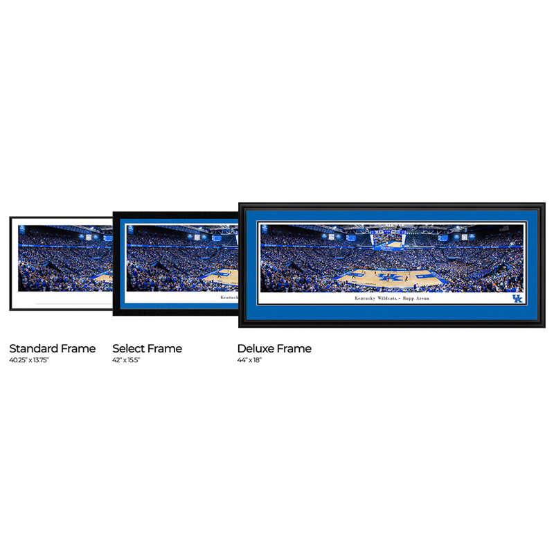 NCAA Kentucky Wildcats Basketball Panoramic Print, 13.75" H x 40.25" W x 0.88" D, Black Floater Framed
