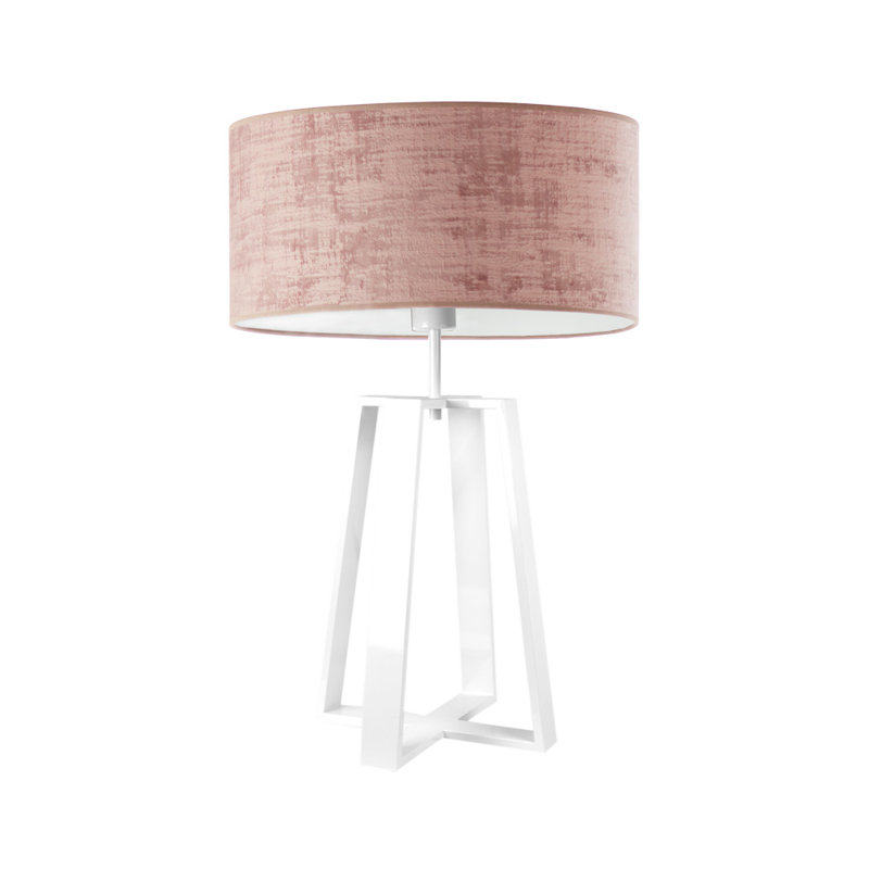 Alawna Metal Table Lamp, White, White, Pink/White