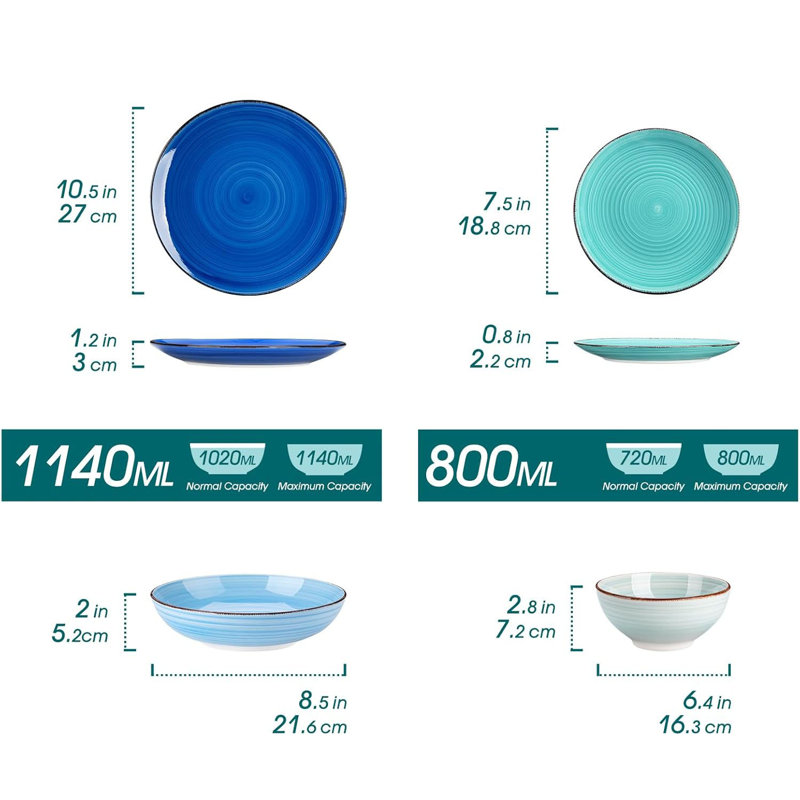 Stoneware Dinnerware - Service for 6, Cool Colour
