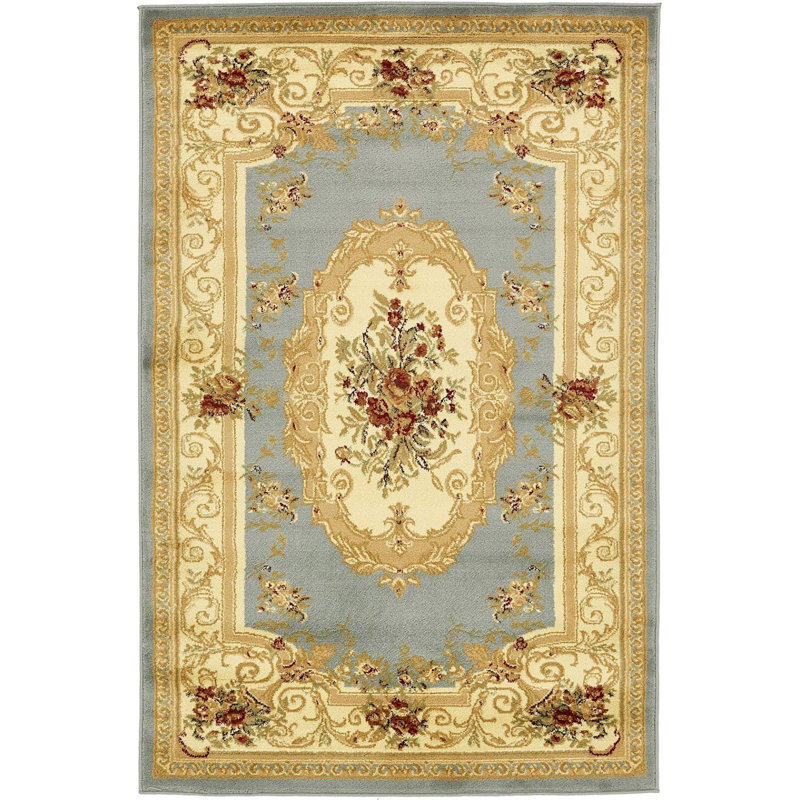Tapis à motif oriental ciel Gangemi, Rectangle 7 pi x 10 pi