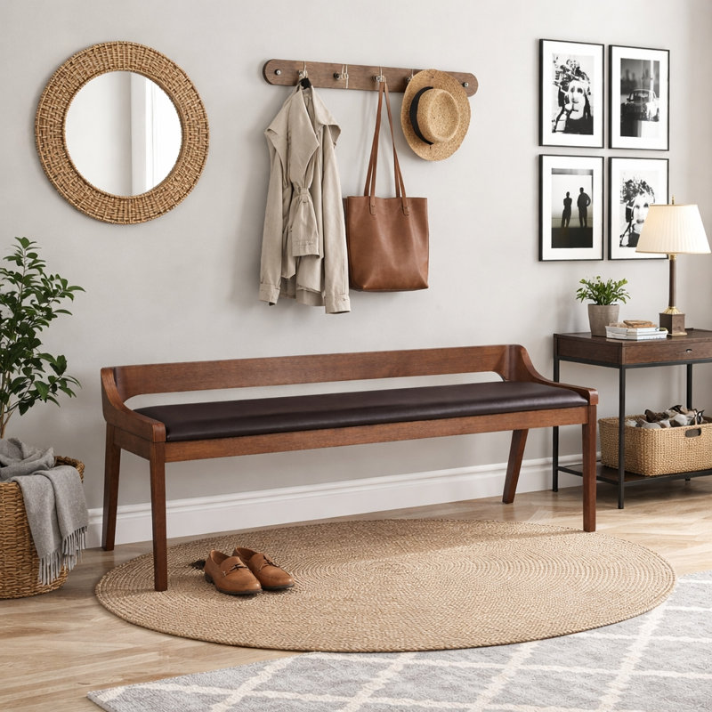 Banc en simili cuir Aybri, Brun / châtaignier