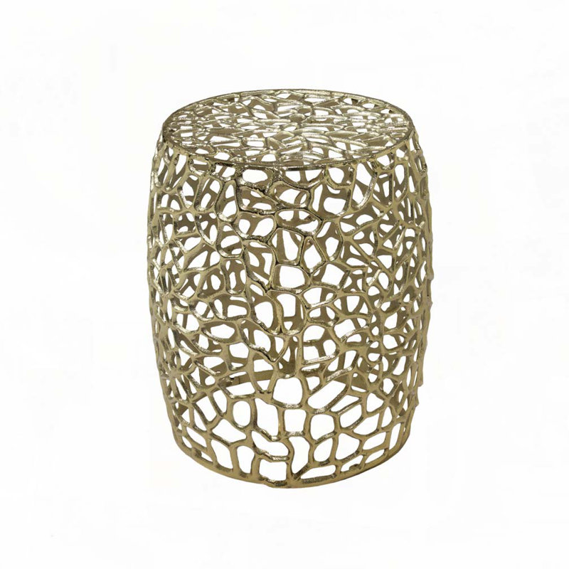 Table de bout cylindrique en aluminium, Doré