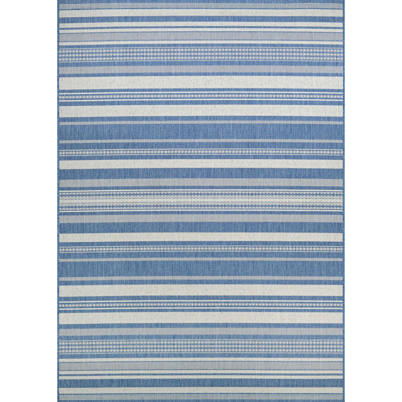 Fierce Alhambra Beige-Blue Indoor/Outdoor Round Rug, Round 7'6"