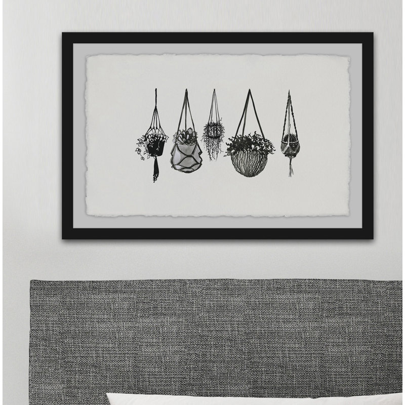 Hanging Plants II 1 Piece Single Picture Frame Painting, 20cm H x 30cm W x 4cm D