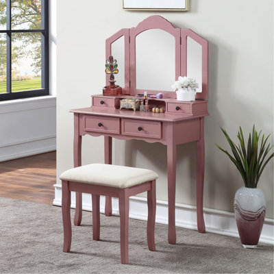 Ensemble coiffeuse et tabouret en bois Sanlo