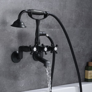 Triple Handle Wall Mounted Clawfoot Tub Faucet