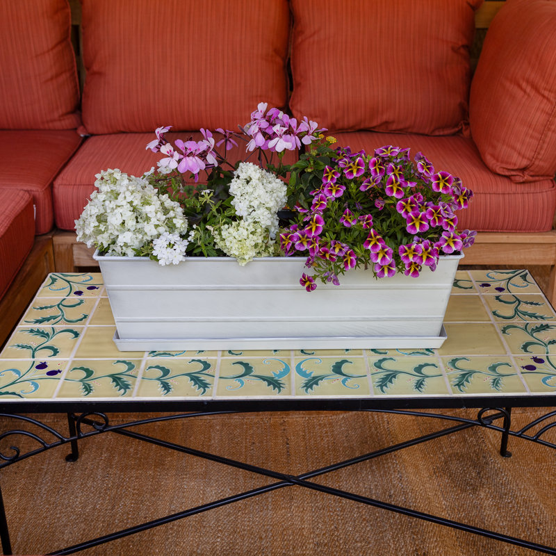 Metal Planter Box, 8" H x 24" W x 10" D, White
