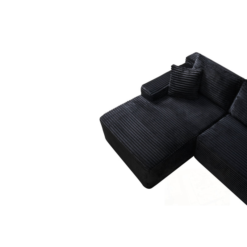 Canapé modulaire Cloud avec méridienne en L, Noir