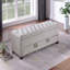 Repose-pieds capitonné beige avec fonction de rangement et tiroir sous le siège, capitonné-907146564