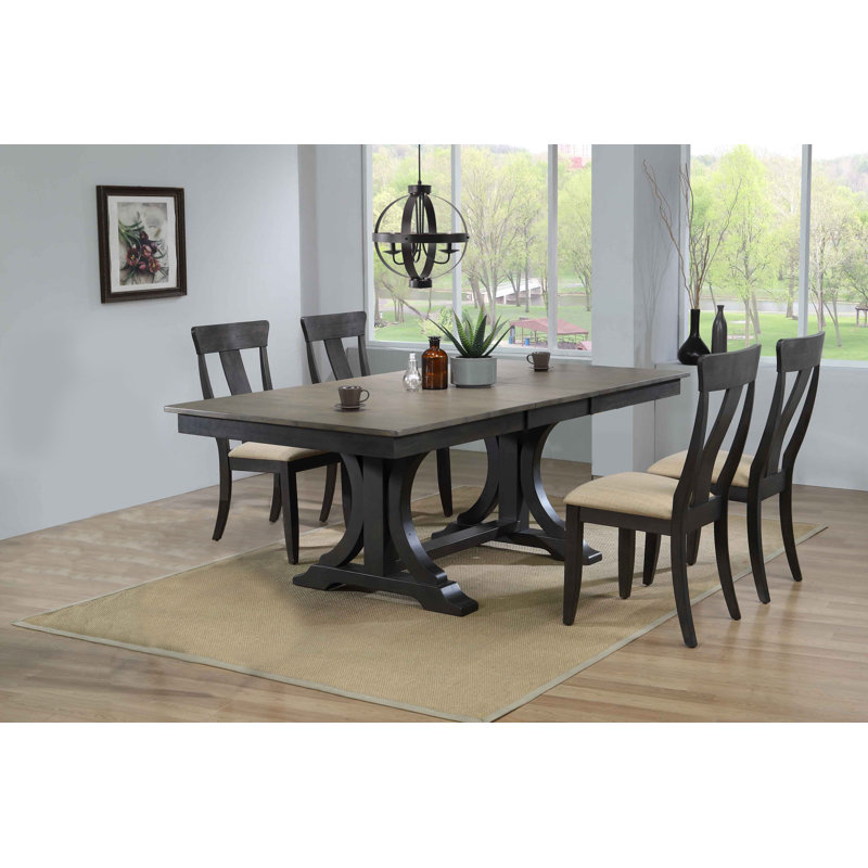 Quirion Upholstered Extendable Solid Wood Dining Set, 5 Pieces: Table, 4 Chairs