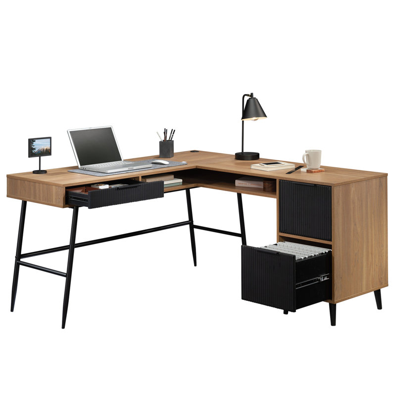 Bureau en L, finition brune
