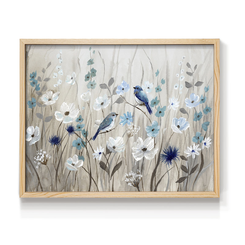 Bluebirds au printemps - reproduction encadrée, H 8 po x l 10 po, Naturel