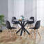 Table basse Mid-Century ronde de 42,1 po pour le salon, plateau en panneau de fibres à densité moyenne noir, pieds robustes en métal, facile à nettoyer et amp; Stable