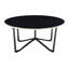 Table basse ronde et tables de bout, ensemble de 3 pièces, plateau en verre trempé noir, cadre en métal, meubles de salon modernes