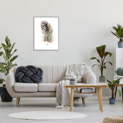 " Speckled Bird Feather Study Brown Animal Watercolor "