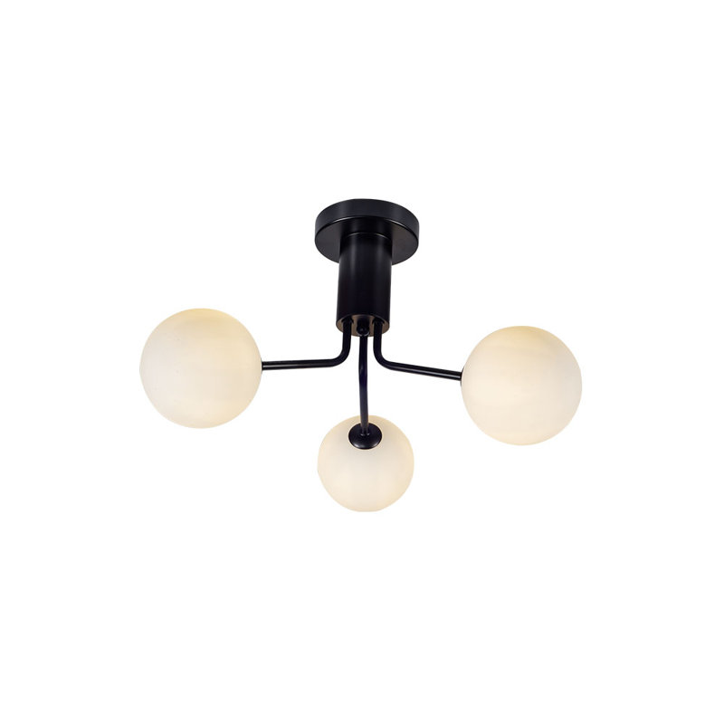 Gabrielson Glass Semi Flush Mount, Matt Black